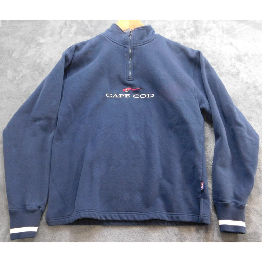 Cuffy's Cape Cod Sweatshirt Women's M Blue Embroidered Logo 1/4 Zip